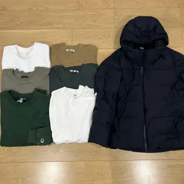 남성용 묶음 판매 L 유니클로 심리스 다운 맨투맨 롱 T