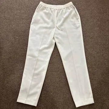 아이보리 스트레이트 팬츠 허리밴딩