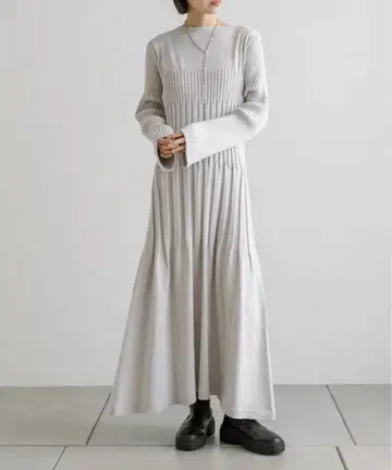 mystic 티어드 리브 니트 원피스 미스틱