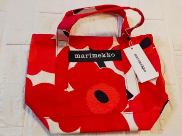 [ 새상품 미사용 ] 마리메꼬 우니코 패턴 미니 토트백 레드 꽃무늬