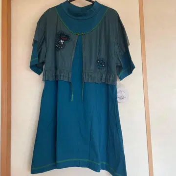 오레보 브라 파란색 프릴 달린 튜닉