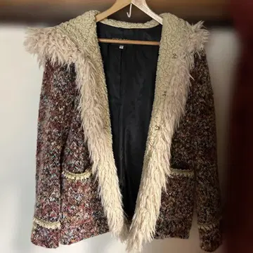 COCODEAL 퍼 달린 트위드풍 자켓