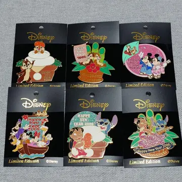 Disney 2006 뉴이어 패턴 핀 배지 6개 세트