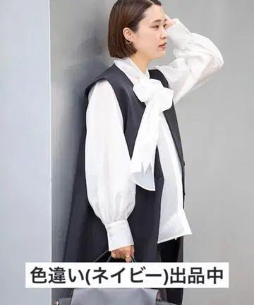 URBAN RESEARCH 볼륨 보타이 블라우스 네이비