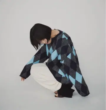 duei 예약 상품 루즈 아가일 니트