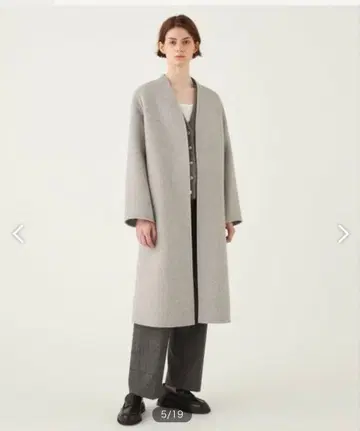 데프레 2023AW 더블 페이스 멜톤 비버 노카라 코트 그레이