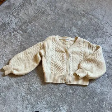 FRAY 아이보리 케이블 니트 가디건 M