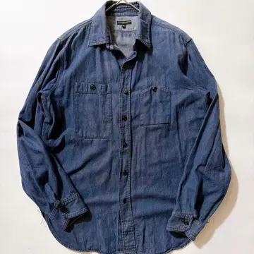 USA 엔지니어드 가먼츠 인디고 워크 셔츠 고양이 눈 버튼 밴드 포함