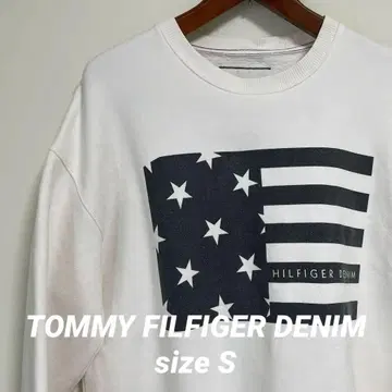타미힐피거 데님 성조기 빅 로고 트레이닝복
