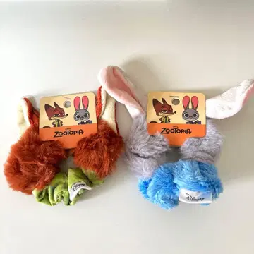 주토피아 주디 닉 복슬복슬 스크런치 2개 세트 중국 한정판 정품