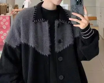 캐주얼 가디건 블랙과 그레이