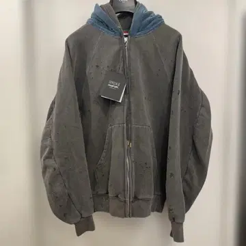 SEVESKIG 벨루어 레이어드 집업 후디 L