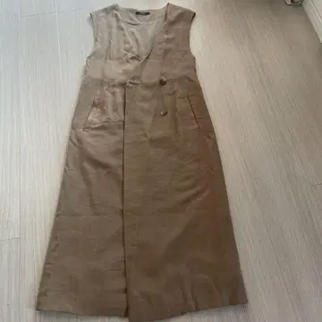 슬리브리스 베이지 셔츠 원피스