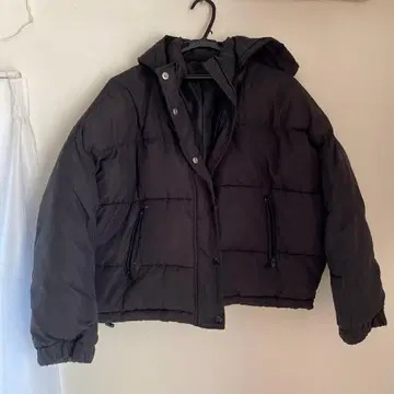 WEGO 후드 부착 블랙 숏 다운 자켓 F 사이즈