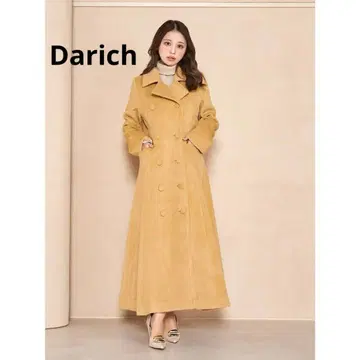 새상품급 Darich 세미 플레어 멜톤 롱 코트 카멜 더블 브레스트
