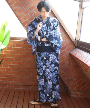 남성용 기모노 유카타 올 패턴 오비 포함