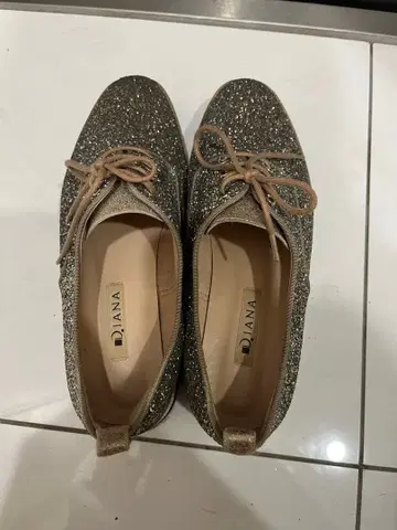 다이애나 글리터 실버 플랫슈즈