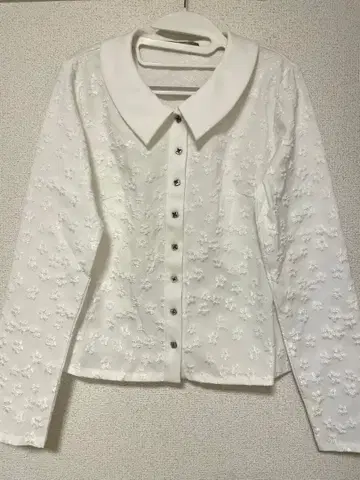 philme 플라워 자카드 블라우스 white