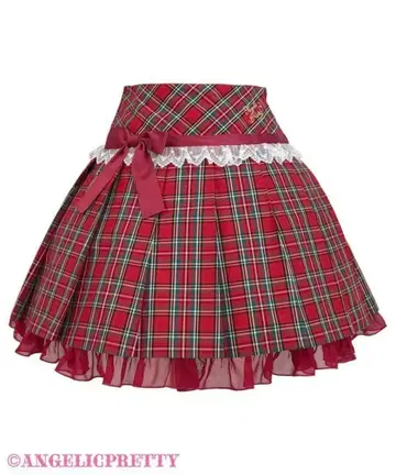 Angelic Pretty 캠퍼스 스커트 타탄 빨간색 체크