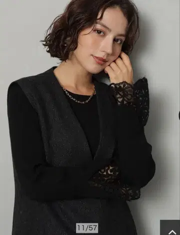 Arpege story 소매 레이스 풀오버