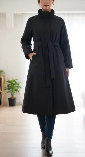 새상품급 쉽스 다운 코트 고급스러운 블랙 벨트 포함