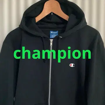 [ Champion ] 블랙 풀 집업 후드티 L