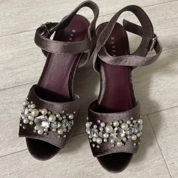 RANDA 벨로아 비쥬 웨지 샌들 M