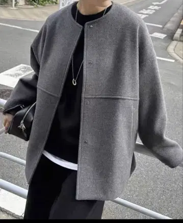 미사용 새상품 그레이 38 슈퍼 140 비버 노카라 숏코트