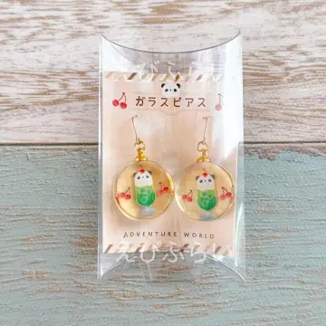 새상품 어드벤처 월드 팬더 유리 귀걸이