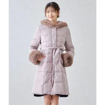 미슈마슈 퍼 포함 다운 코트 핑크 베이지