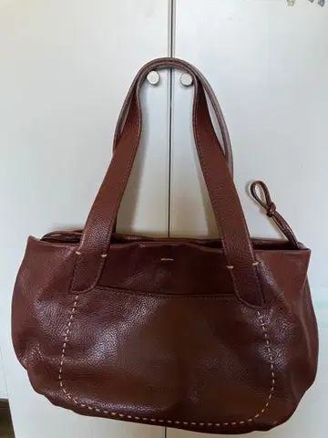 genten 브라운 가죽 핸드백