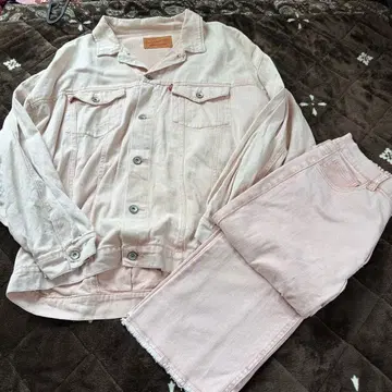 Helm 핑크 데님 자켓 팬츠 세트