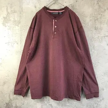B1363 구제 의류 긴팔 티셔츠 하프 버튼 마젠타 90s Y2K