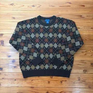 [구제 의류] 00s TOWNCRAFT 아가일 아크릴 스웨터 짧은 기장