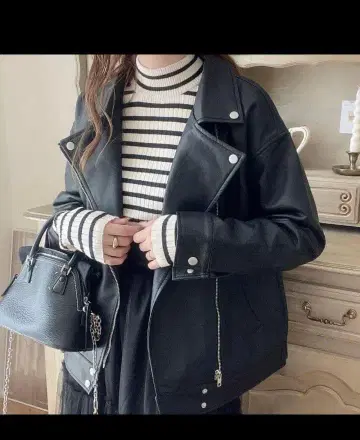 인조 가죽 라이더스 블루종 자켓