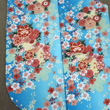 2자 소매 꽃무늬 블루 장척