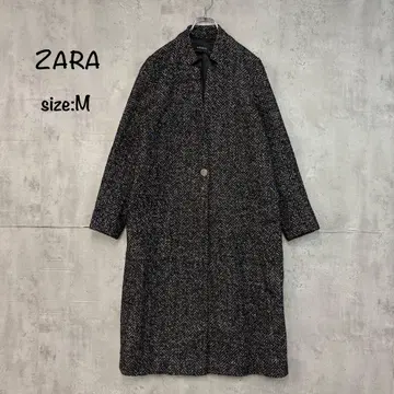 자라 베이직 헤링본 직조 롱 코트 자라 M 여성용