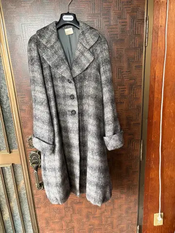 suit/esco 체크 무늬 롱 코트 그레이 계열