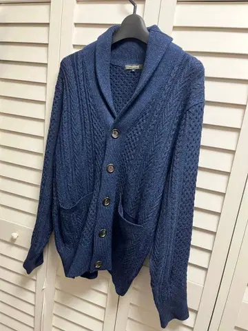 매킨토시 런던 울 숄카라 가디건 네이비