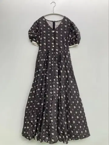 꽃무늬 프렌치 걸리시 레트로 퍼프 슬리브 원피스