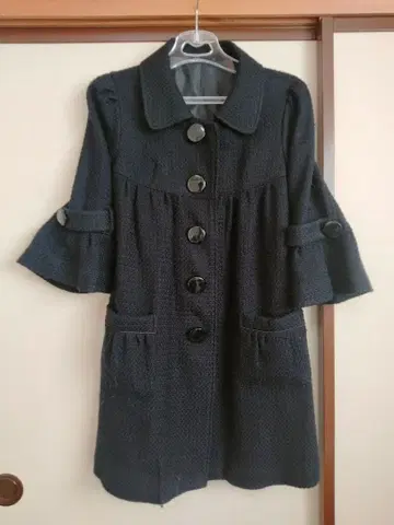 블랙 플레어 슬리브 자켓