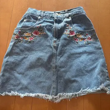 GRL 자수 데님 스커트 M
