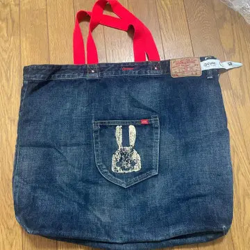 CUNE 데님 토트백 토끼 프린트
