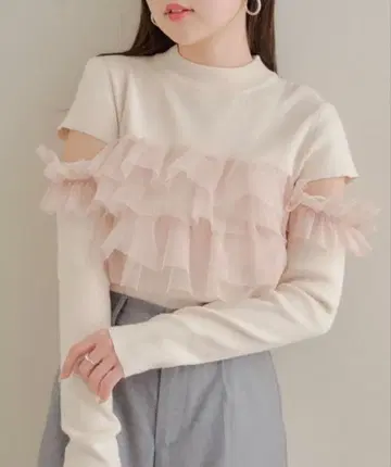 [ chico ] 2way 튤 레이어드 니트