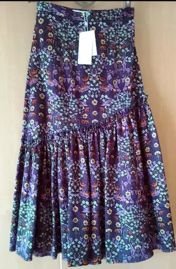 새상품 LE CIEL BLEU 꽃무늬 프릴 롱 스커트 쉘 블루