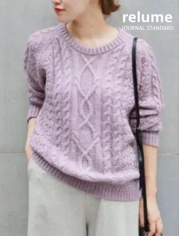 relume 레리움 크루넥 케이블 짜임 니트 스웨터