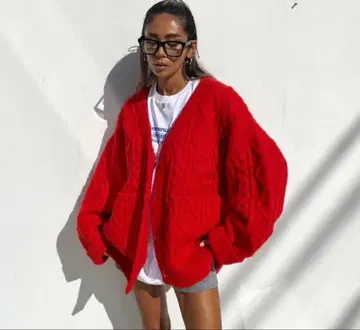 TABLEThotel sudo 블랙 케이블 니트 가디건 긴팔