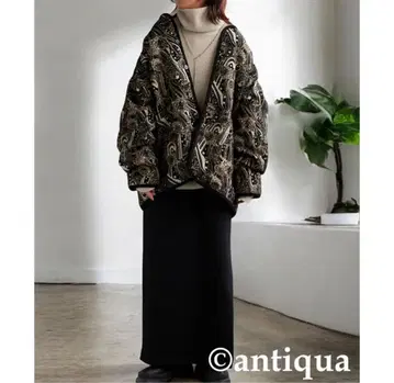 안티카 자카드 노카라 자켓 페이즐리 무늬