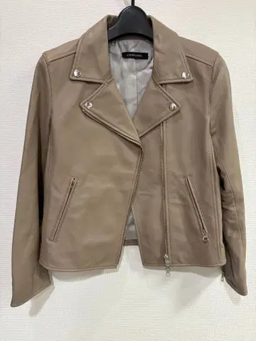 9 NINE LABEL 베이지 가죽 라이더 자켓