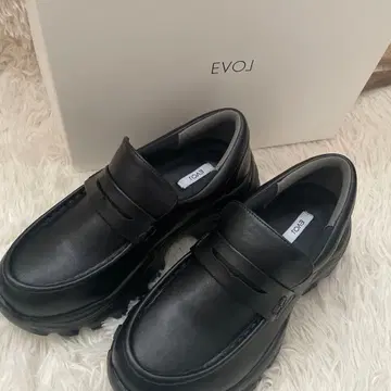 EVOJ 블랙 로퍼 스니커즈 통굽 스니퍼 인조 가죽